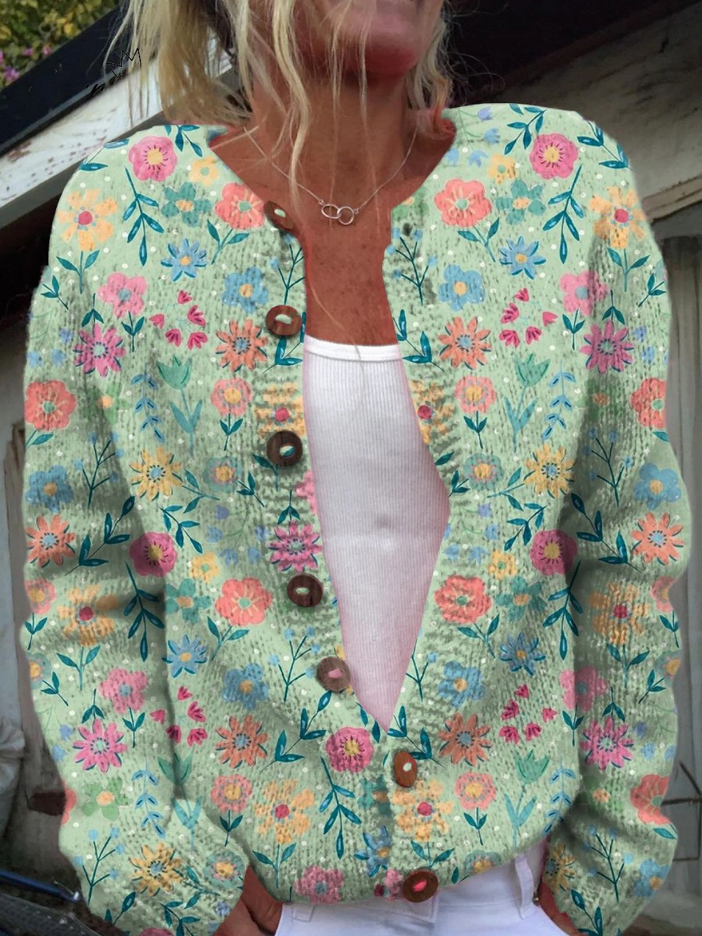 Foxfield Women's Vintage Floral Cardigan - Green Floral