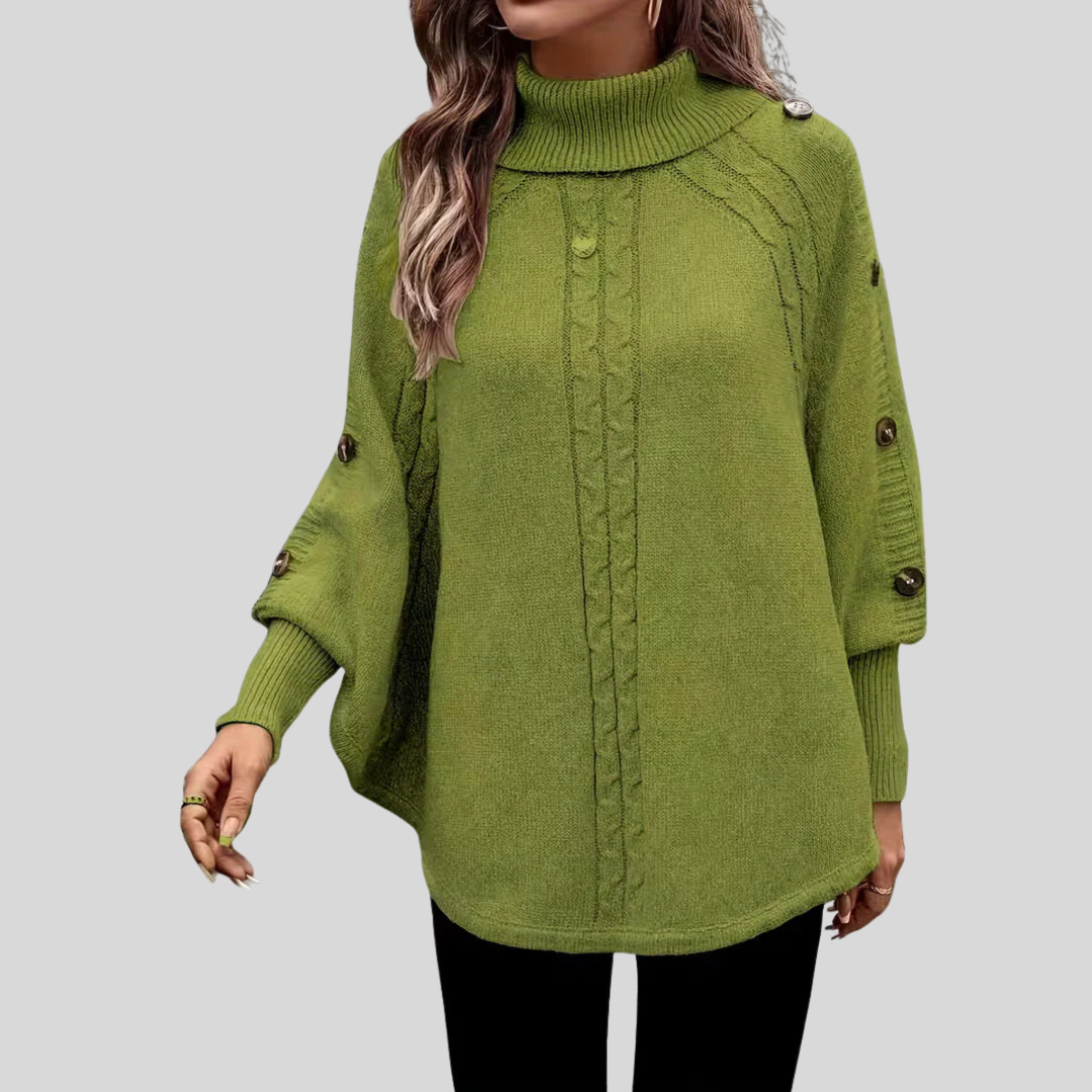 Norelle High-Neck Cable-Knit Sweater - Green