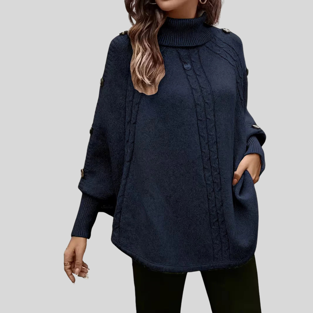 Norelle High-Neck Cable-Knit Sweater - Blue