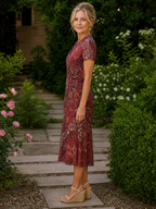 Matilda | Floral Collared Short Sleeve Midi Dress