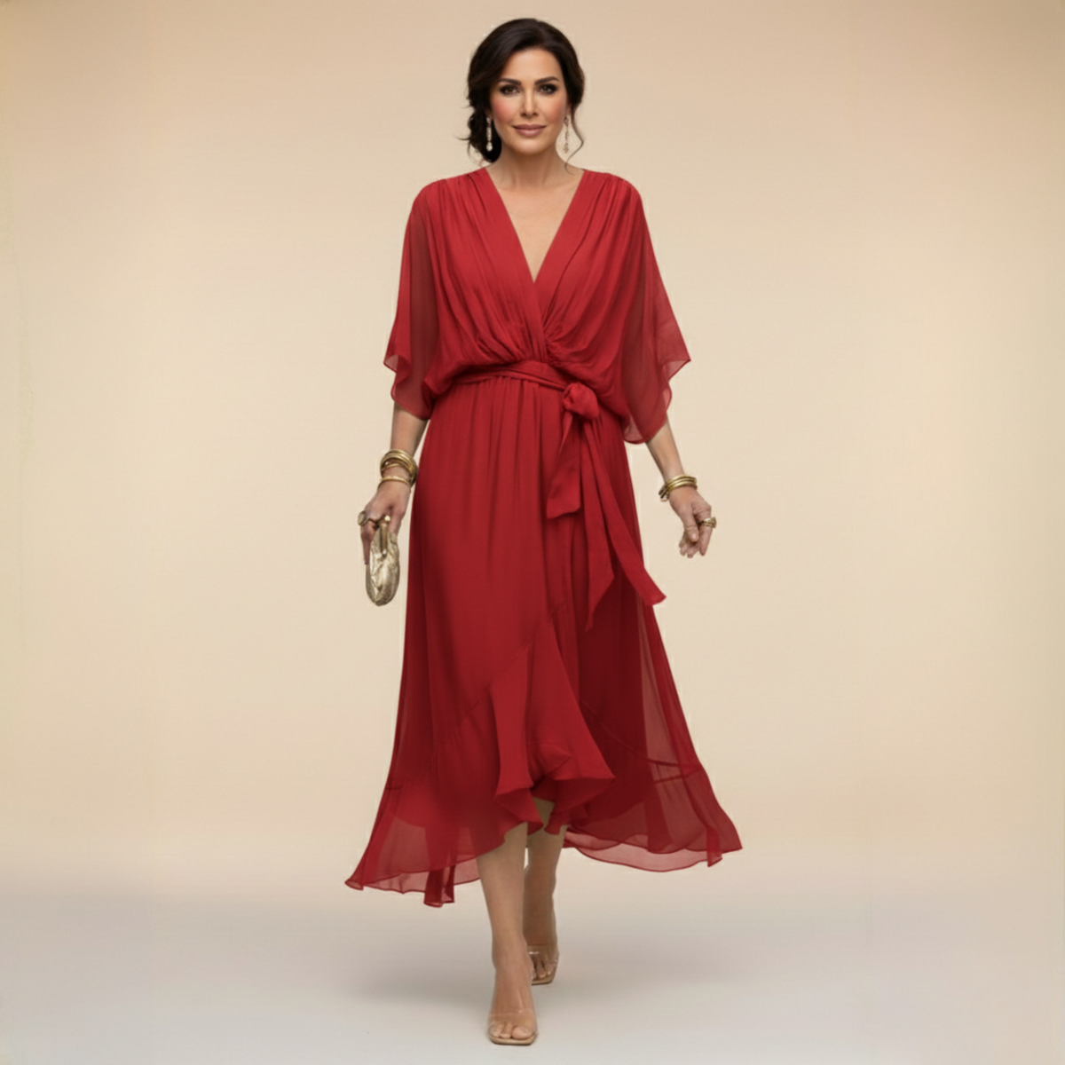 Marta™ | Sandra Chiffon V-Neck Dress
