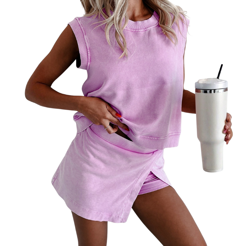 EMMA™ – Effortless 2-Piece Tank Top and Lined Athletic Skirt Set