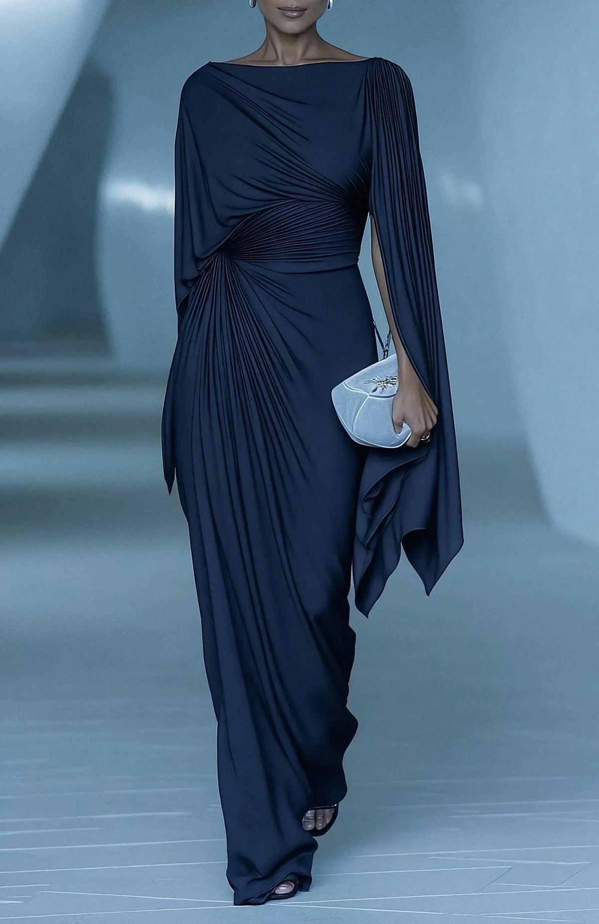Lyssa – Pleated Drape Maxi Dress