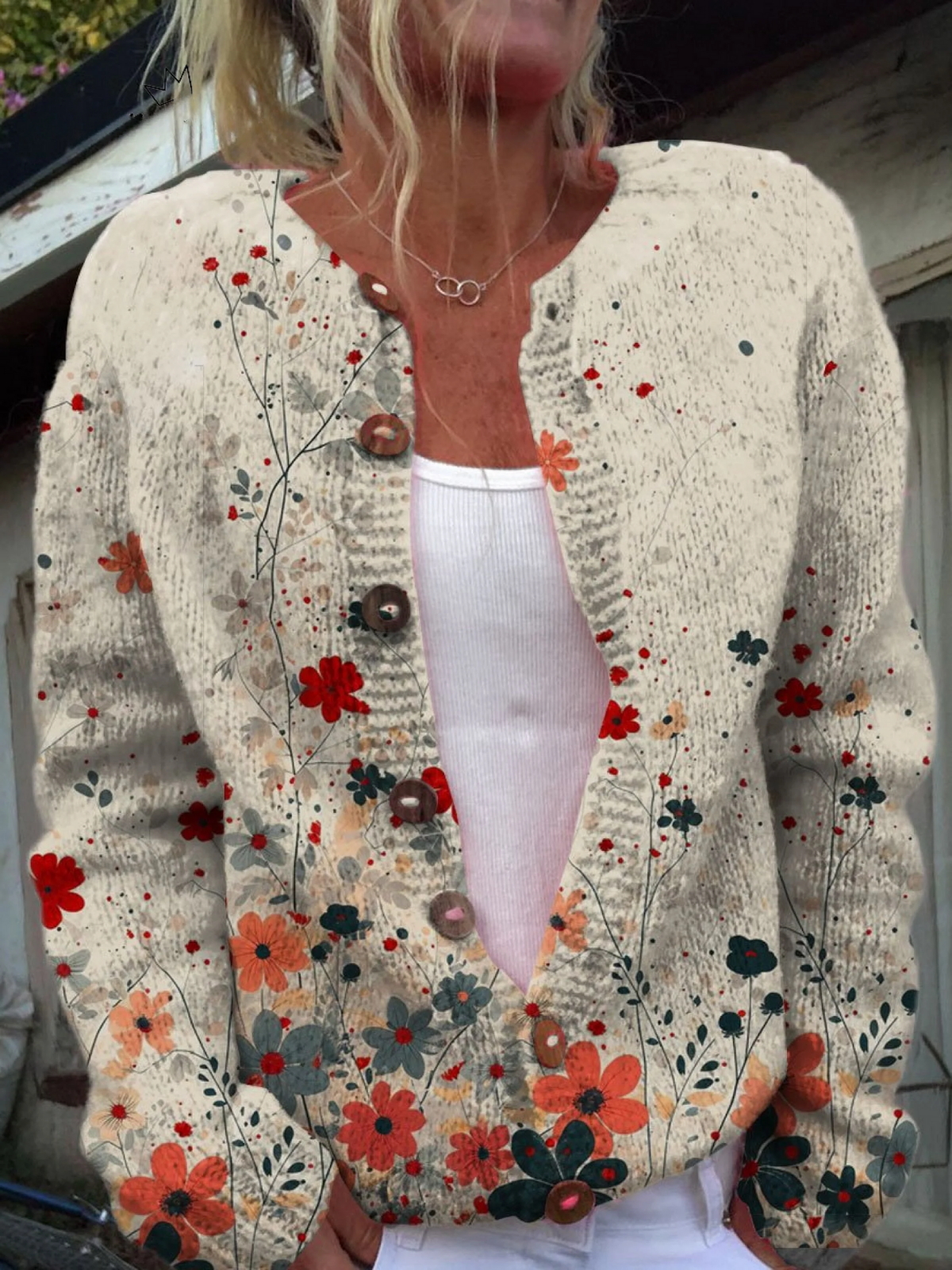 Sabrina Vintage Floral Knit Cardigan - Floral