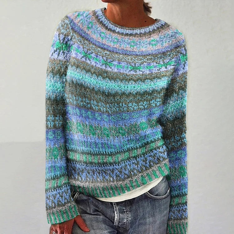 Women's Cozy Patterned Knit Pullover Sweater