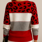 Winifred Printed Draped Sweater - Red detail