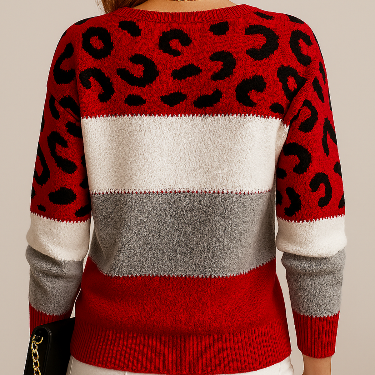 Winifred Printed Draped Sweater - Red detail