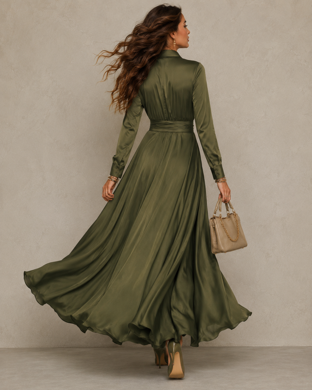ELVENA™ | Ruched Shirt Midi Dress