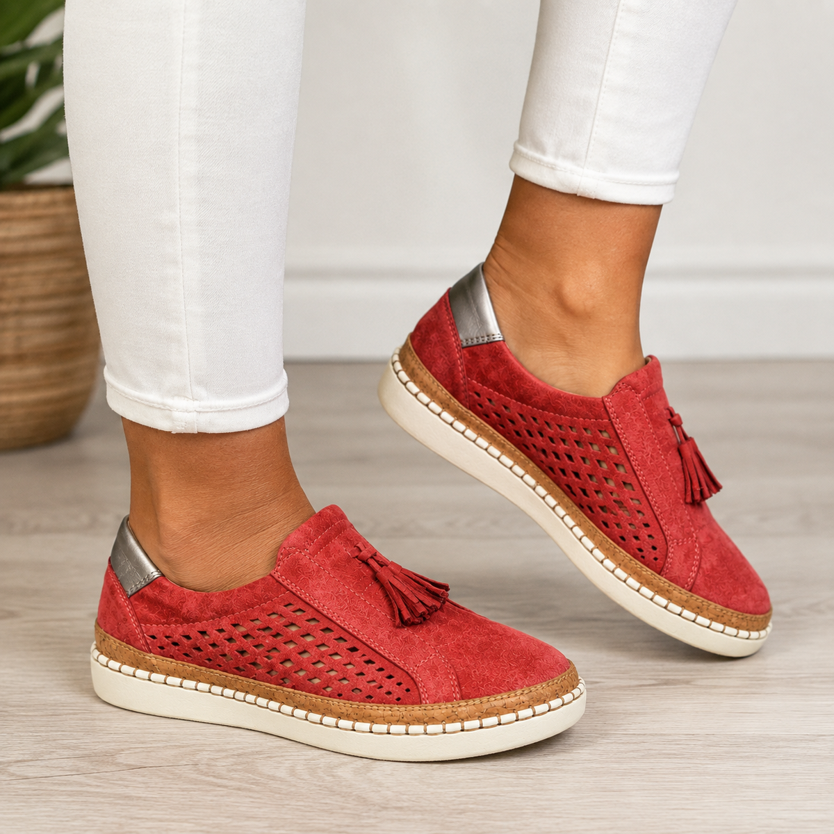Christine Orthopedic Comfort Moccasins - Red