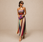 ELVENA™ | Strapless Pleated Maxi Dress