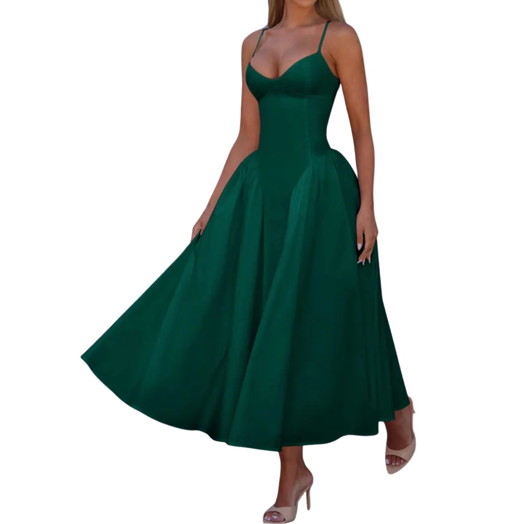 GENEVRE™ – Sleeveless Waist-Cinched Maxi Dress