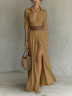 Pamela Pleated Maxi Shirt Dress