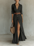Pamela Pleated Maxi Shirt Dress