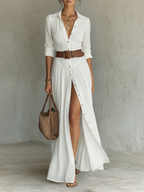 Pamela Pleated Maxi Shirt Dress