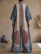Esme | Vintage Print V-Neck 3/4-Sleeve Jumpsuit