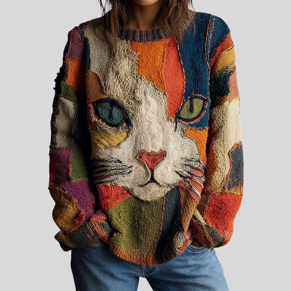 Zaira Artistic Cat Statement Top detail
