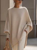 Isolde Oversized Drape Knit Sweater - Beige