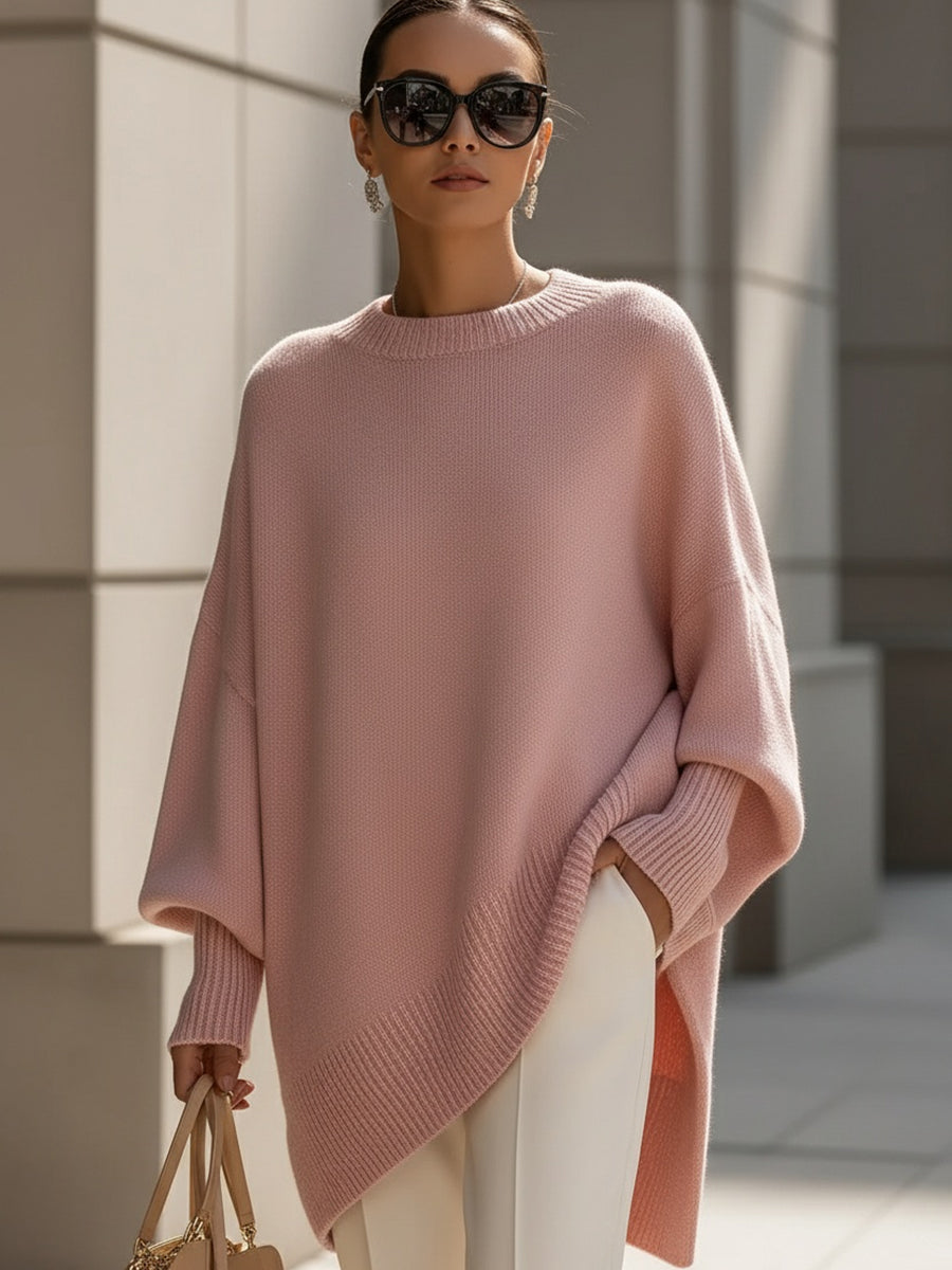 Isolde Oversized Drape Knit Sweater - Pink