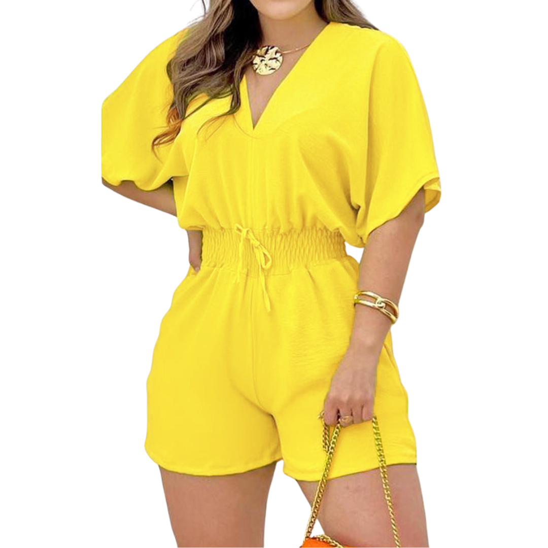 JOELLE™ – Casual V-Neck Drawstring Romper