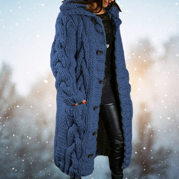 Mirabel | Cable-Knit Longline Cardigan - Blue