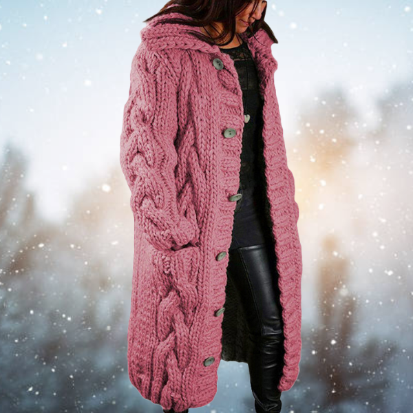 Mirabel | Cable-Knit Longline Cardigan - Pink