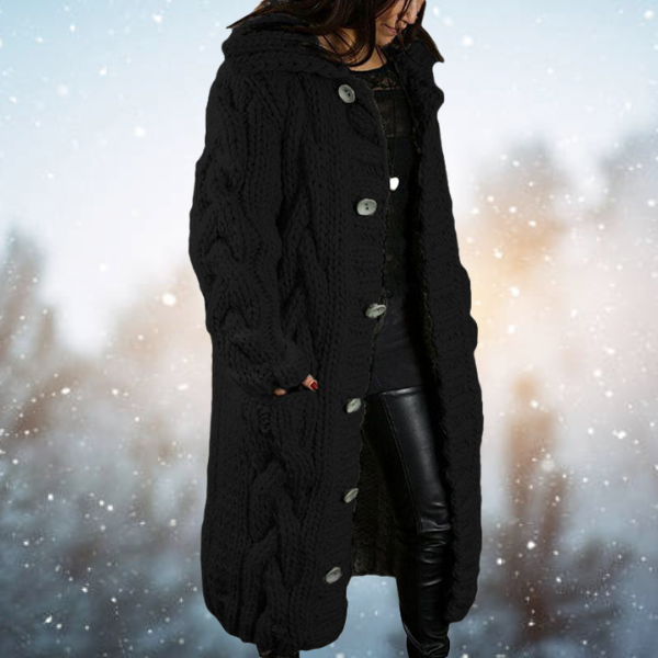 Mirabel | Cable-Knit Longline Cardigan - Black