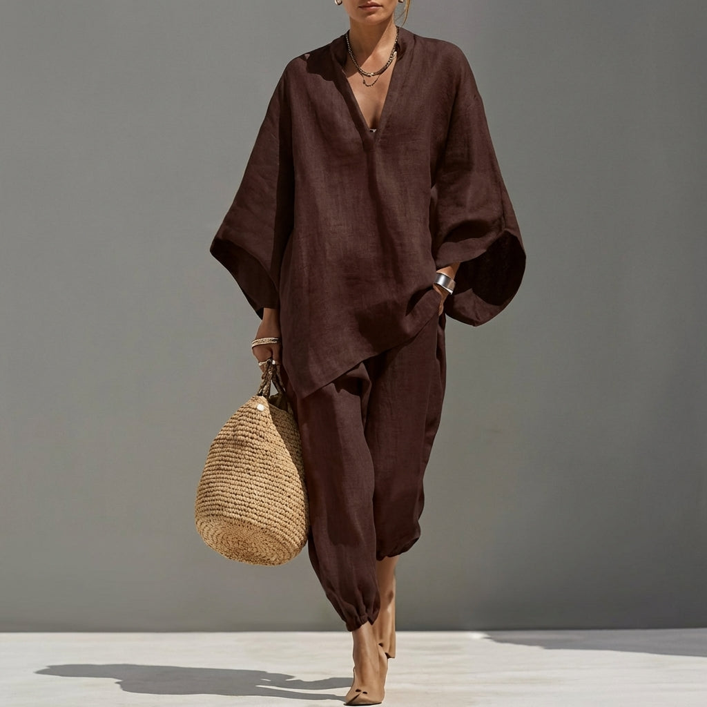 Marina | Women's Casual V-Neck Two-Piece Set