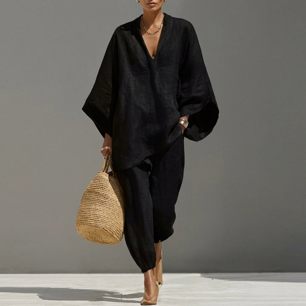 Marina | Women's Casual V-Neck Two-Piece Set