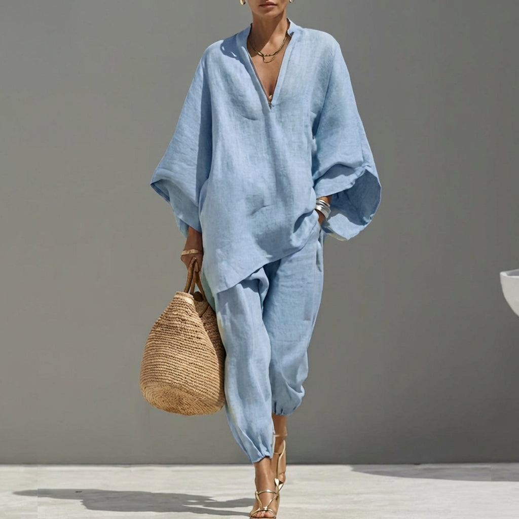 Marina | Women's Casual V-Neck Two-Piece Set