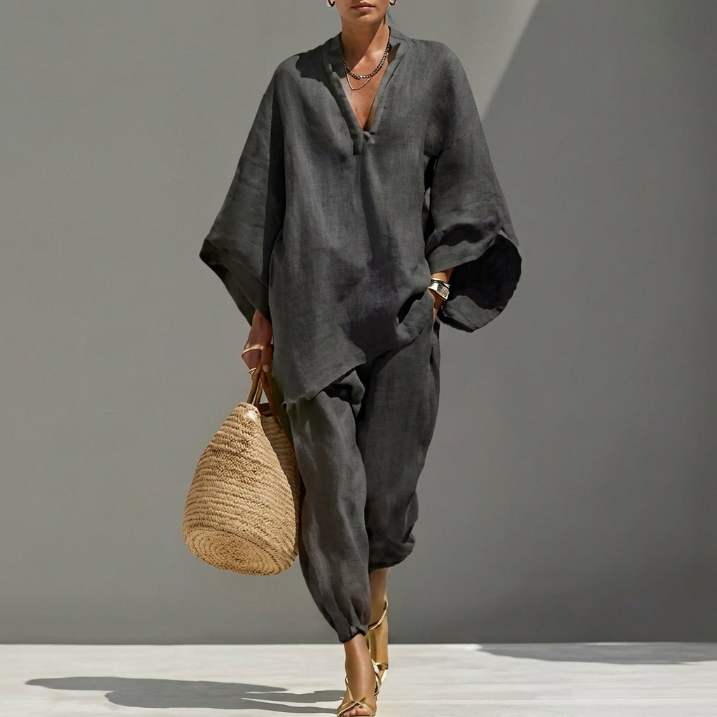 Marina | Women's Casual V-Neck Two-Piece Set