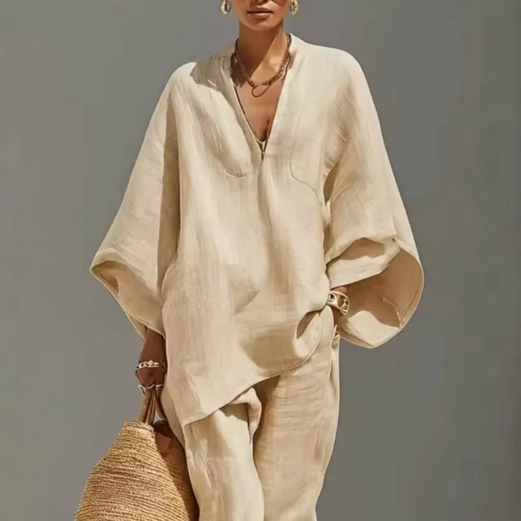 Marina | Women's Casual V-Neck Two-Piece Set