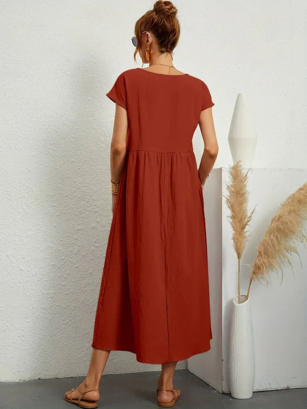 ELVENA™ | Breathable White Midi Dress