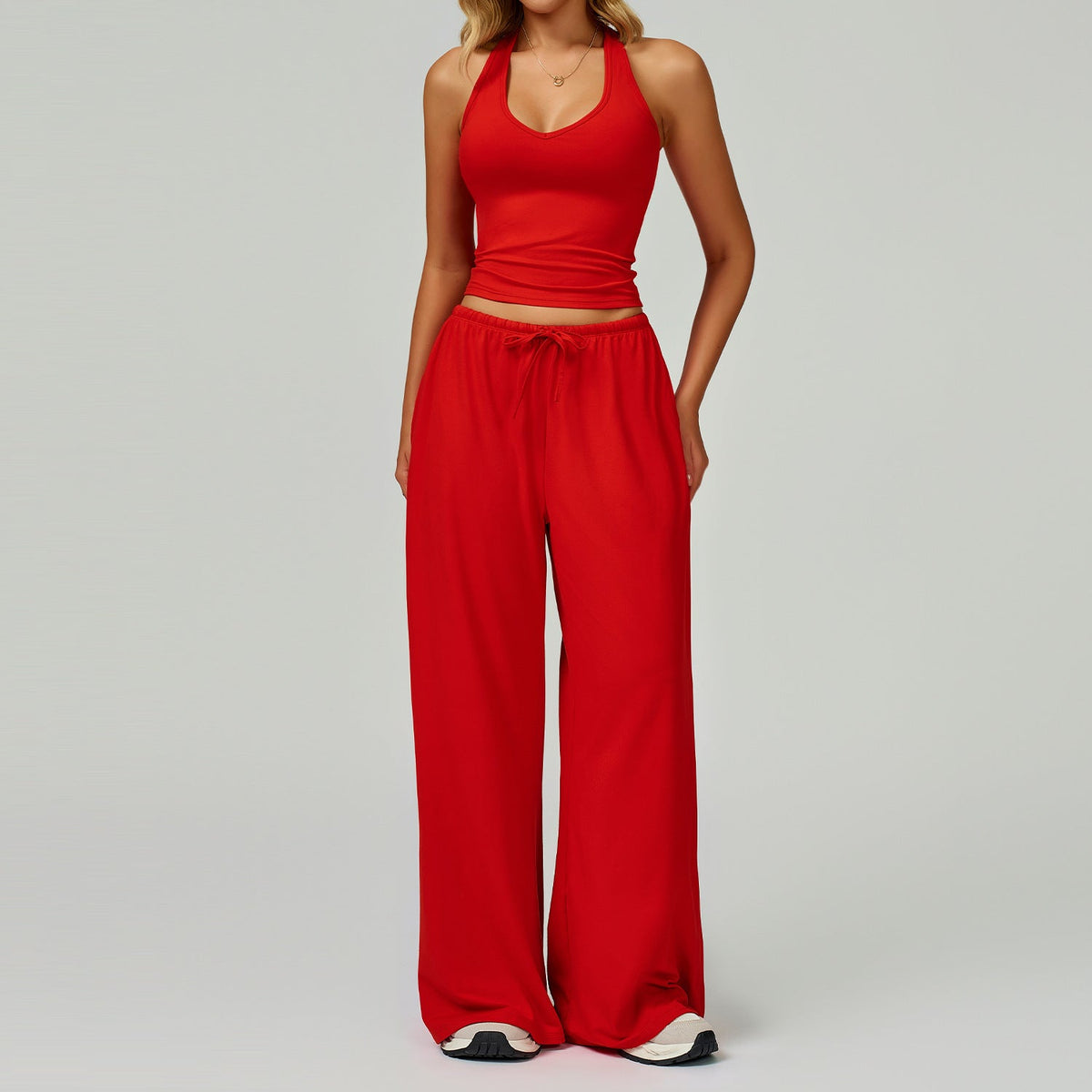 DINGDING™ - Casual Crop Tank Top and Wide Leg Pants Set