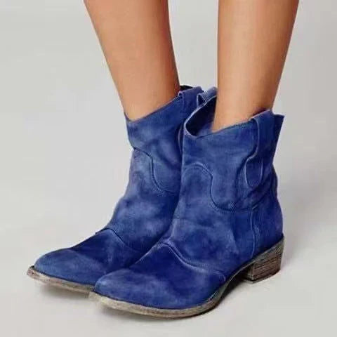Charlotte Orthopedic Suede Ankle Boot - Navy