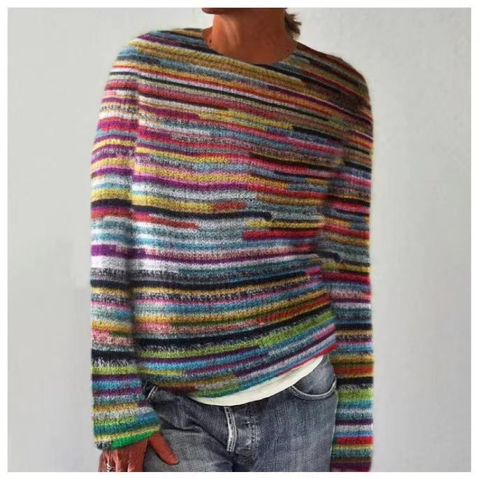 Women's Striped Knit Pullover Sweater