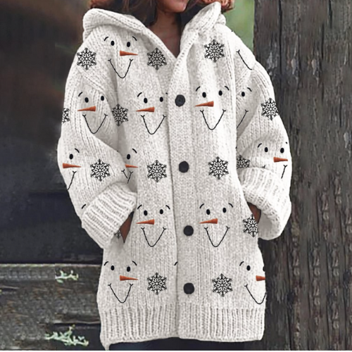 Amara | Festive Hooded Cardigan - White