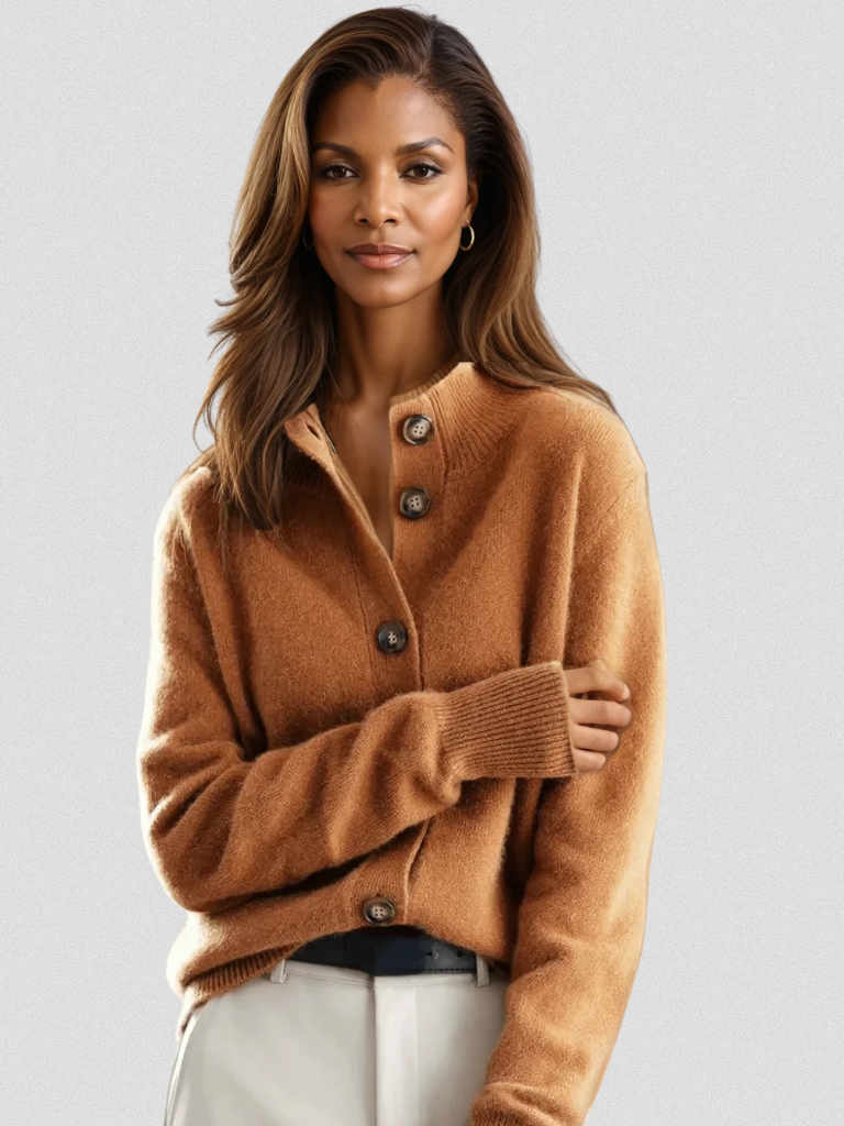Sofia Button Cardigan - Caramel