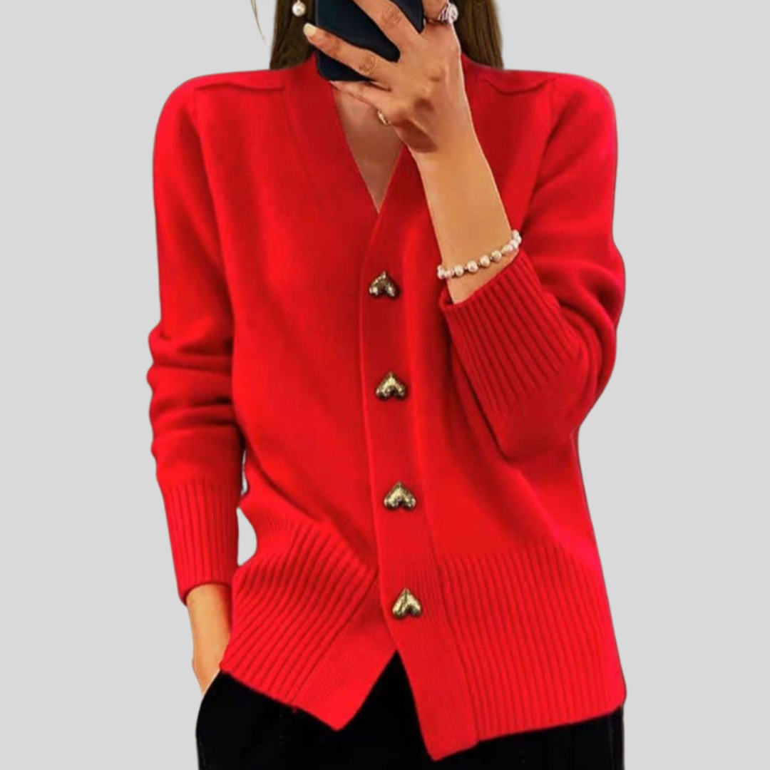 Miriam Tailored Knit Cardigan - Red