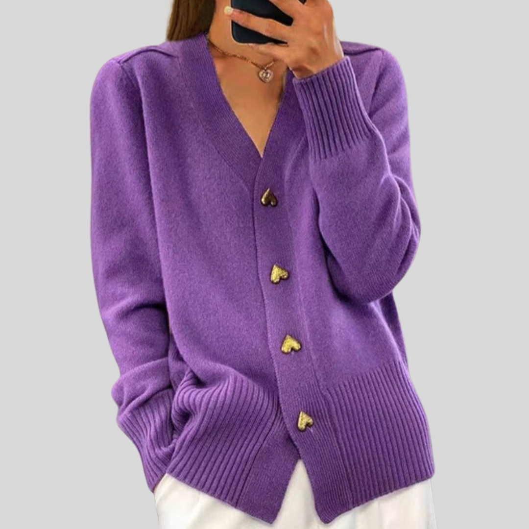 Miriam Tailored Knit Cardigan - Purple