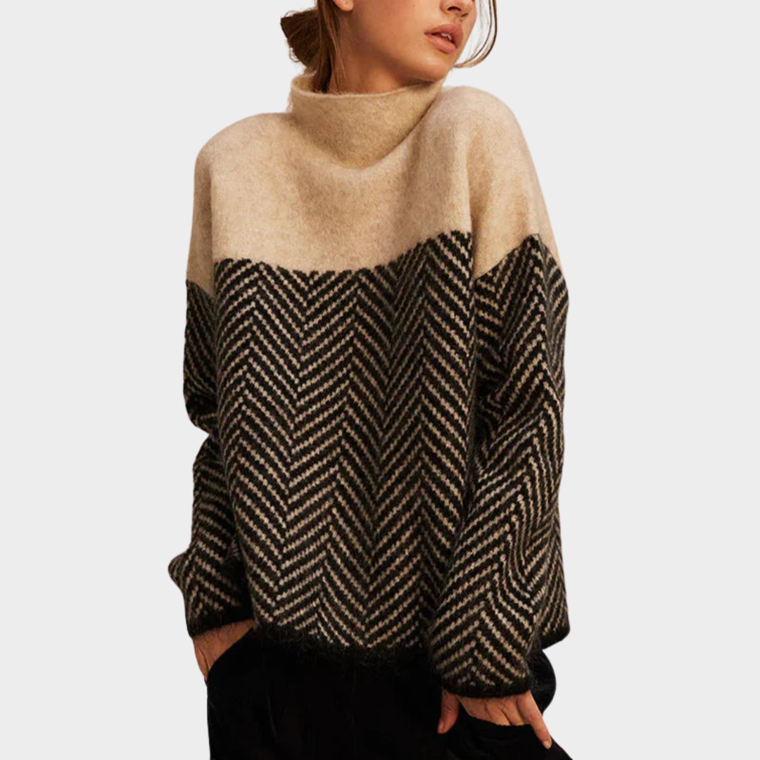 Connie Printed Sweater - Beige