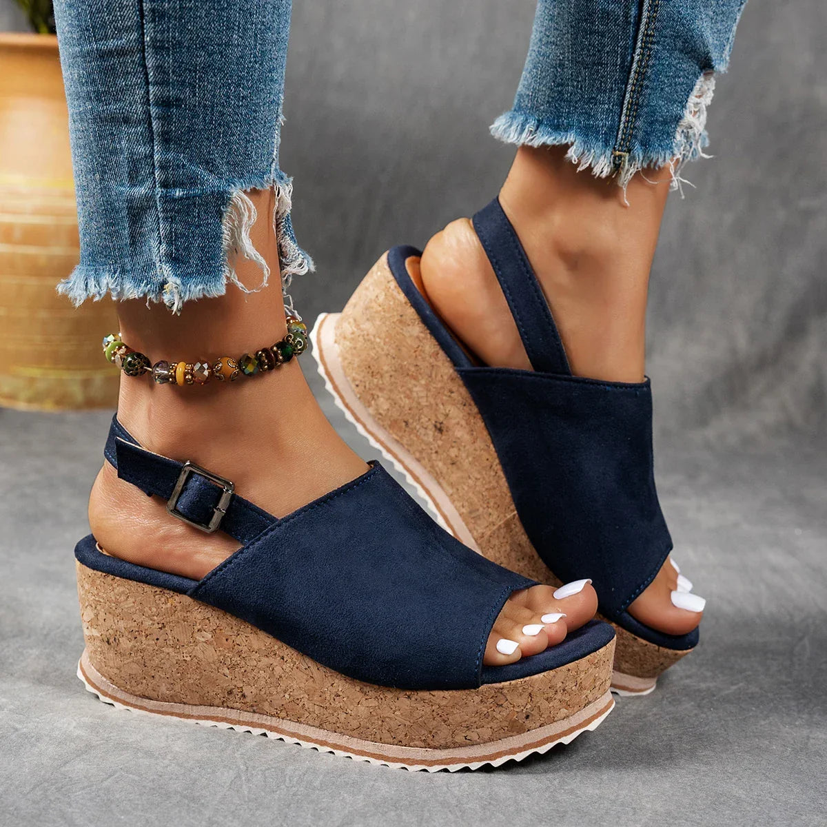 Sadie | Cork Wedge Sandals