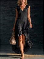ROWAN | Sleeveless Maxi Dress with Ruffle Hem