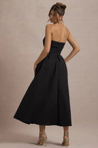 ANNE | Stylish Midi Dress with Off-the-Shoulder Neckline