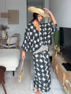 ELVENA™ | Monochrome Print Maxi Dress