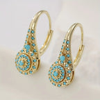 Turquoise Mosaic Teardrop Gold Earrings