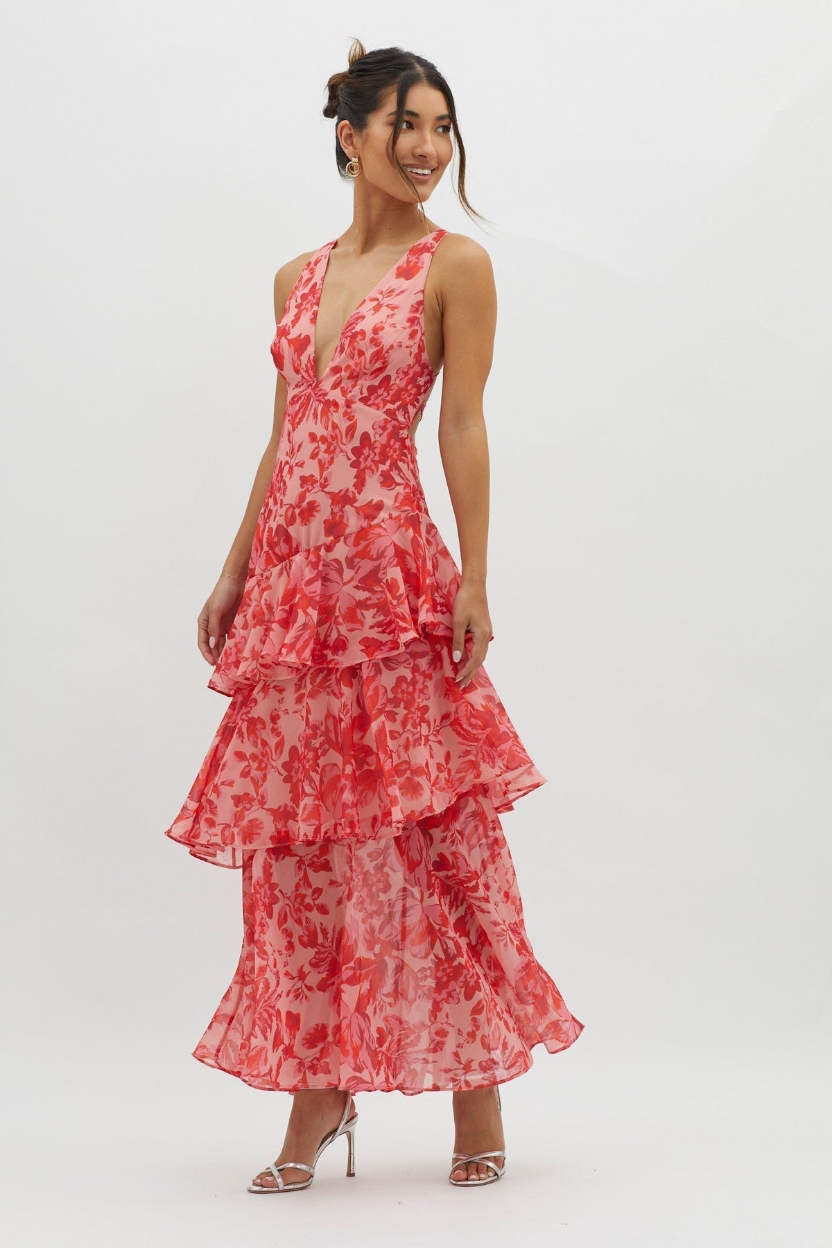 LISA | Floral Flounce Maxi Dress