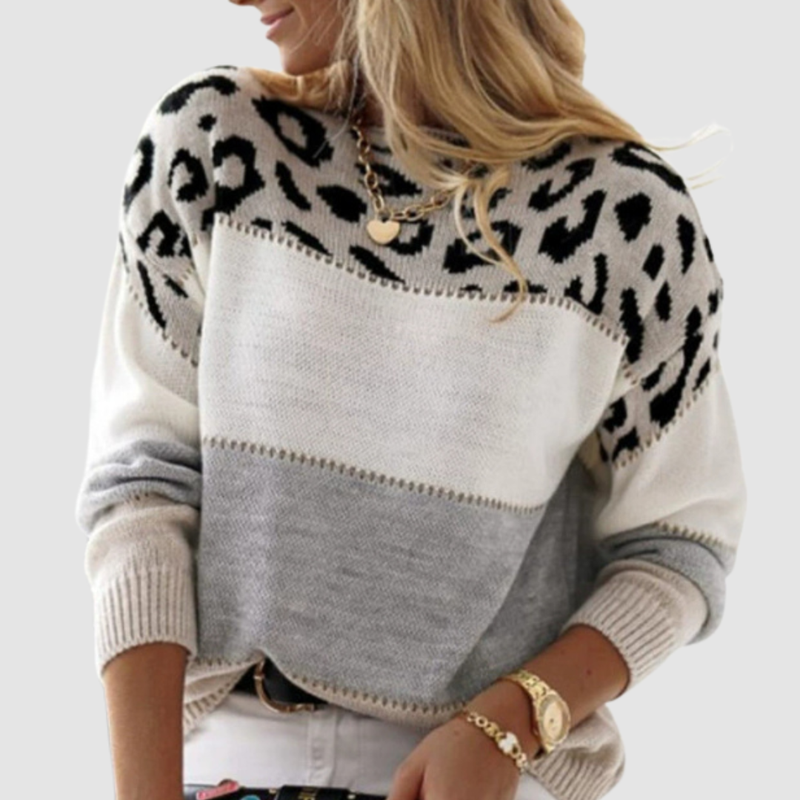 Winifred Printed Draped Sweater - Beige