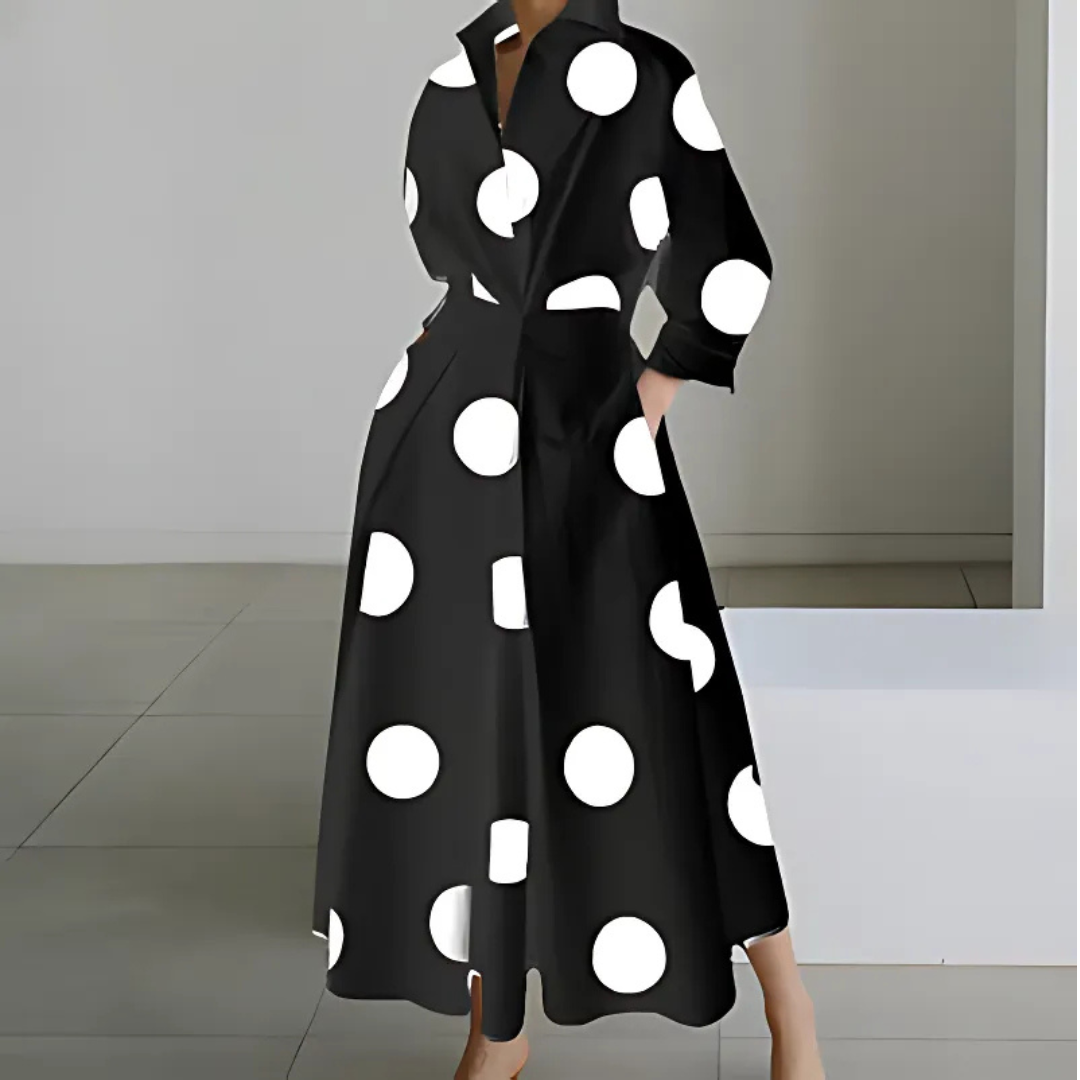 Vivienne | Women's Cotton Collared Shirt Maxi Dress
