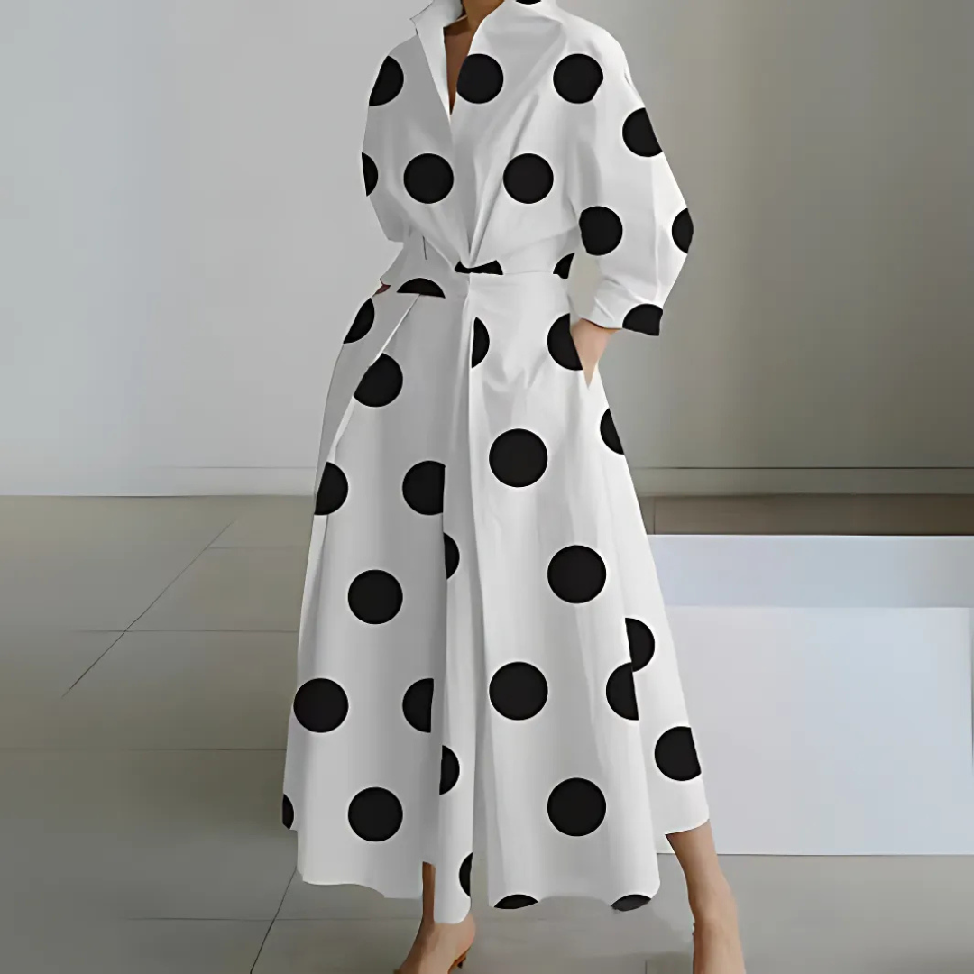Vivienne | Women's Cotton Collared Shirt Maxi Dress