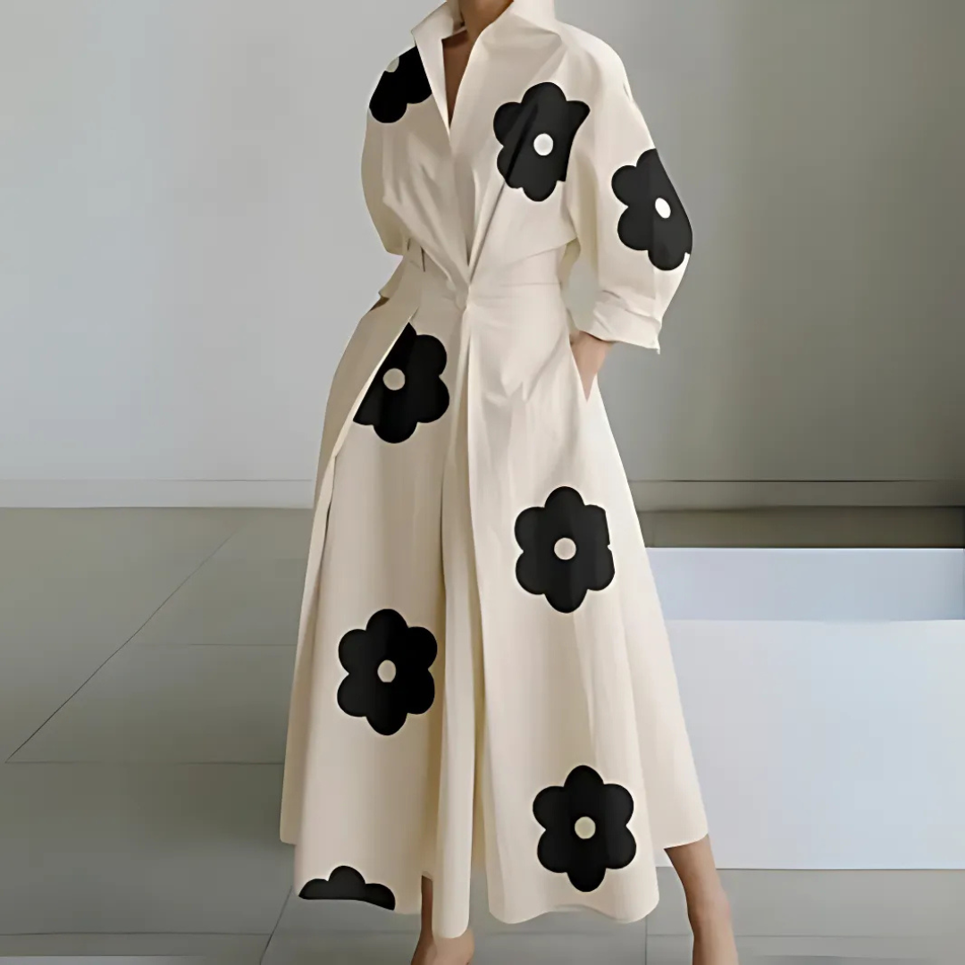Vivienne | Women's Cotton Collared Shirt Maxi Dress